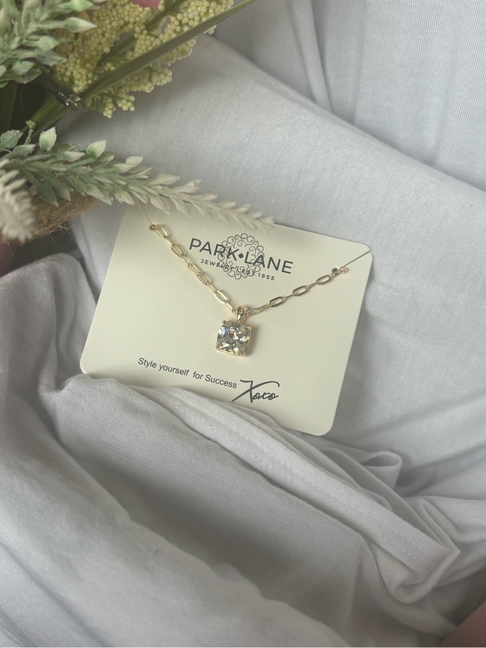 Park Lane Veil Gold-Tone Necklace with Clear Cushion Pendant - Picture 8 of 9